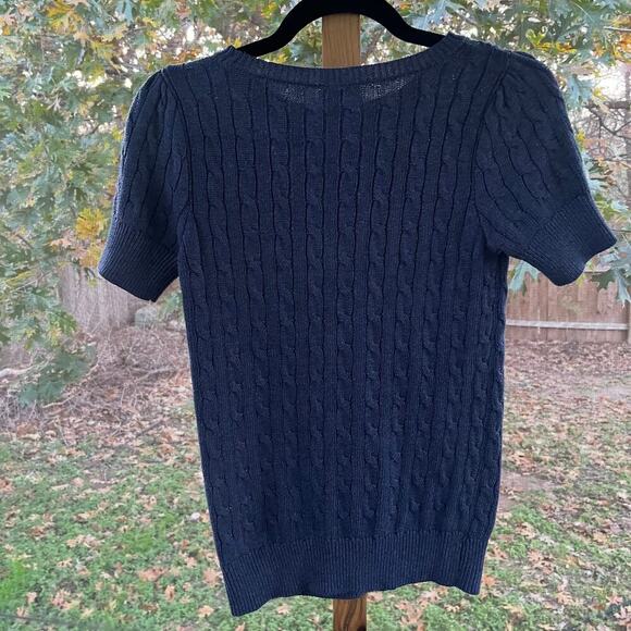 Poof Girl's Blue Short Sleeve Cable Knit Sweater Size L - Picture 2 of 6